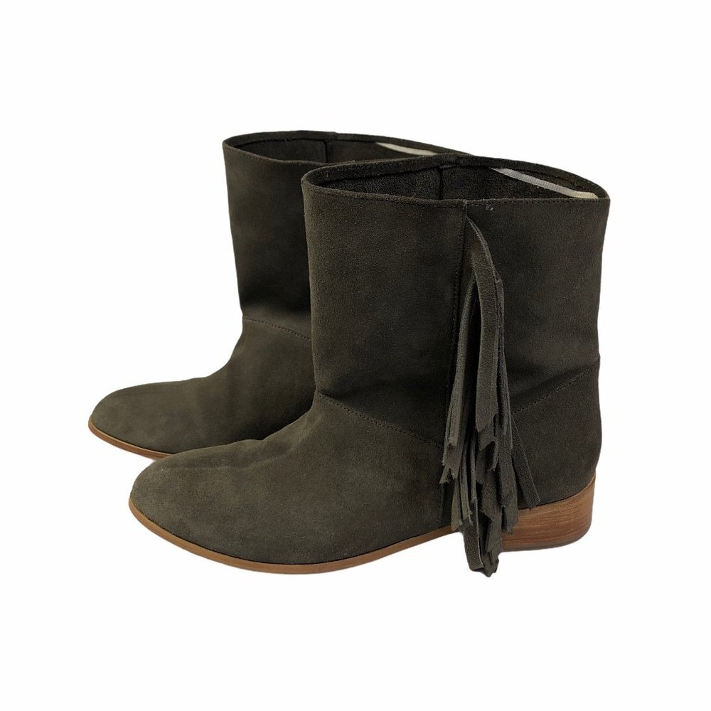 Anthropologie Plomo Gray Fringe Suede Western Cowgirl Booties 39
